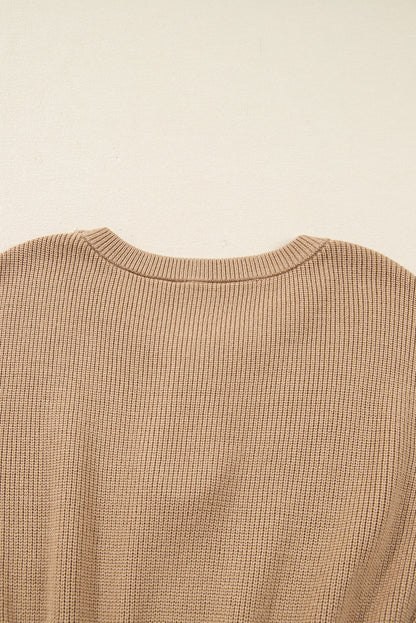 Threaded Pear Zariah Embellished Keyhole Ribbed Sweater