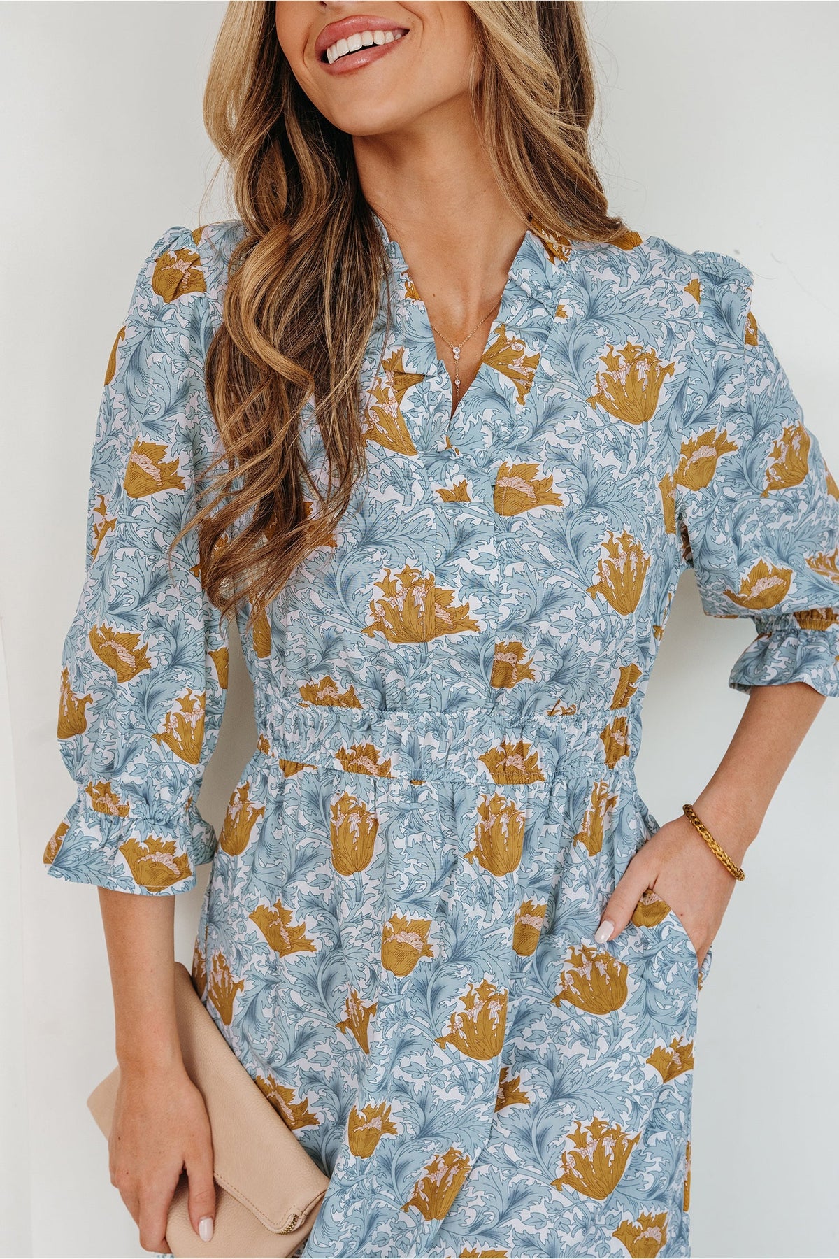 Threaded Pear Rosalee Bracelet Sleeve Long Dress