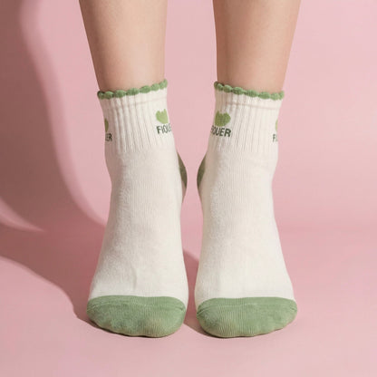 Anna-Kaci 5 Pairs Women's Low Cut Ankle Socks with Polka Dot and Stripe Patterns Soft Cotton Anti-Pilling Casual Everyday Style
