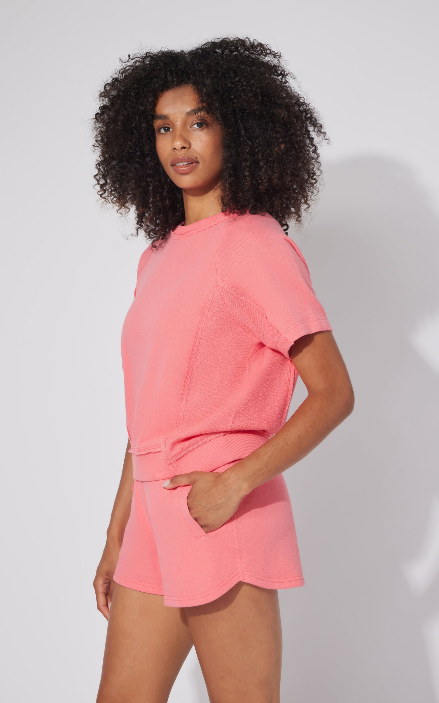 90 Degree by Reflex 2 Pc Loop Terry Short Sleeve and Short Set