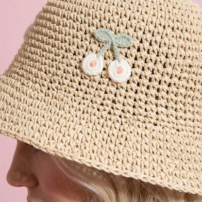 Anna-Kaci Women's Straw Bucket Hat with Cherry Embellishments