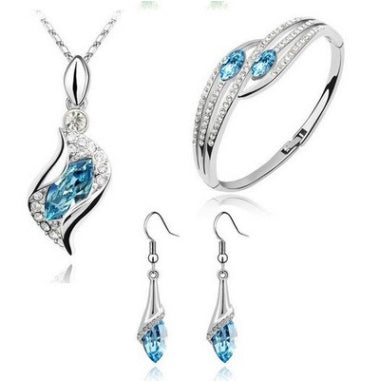 Luxury Angel Elf Jewelry Set | Austria Crystal Necklace, Earrings & Bracelet 3-Piece Set | Elegant Alloy Fairytale Jewelry for Women | Heavenly Angel Wing Jewelry Collection