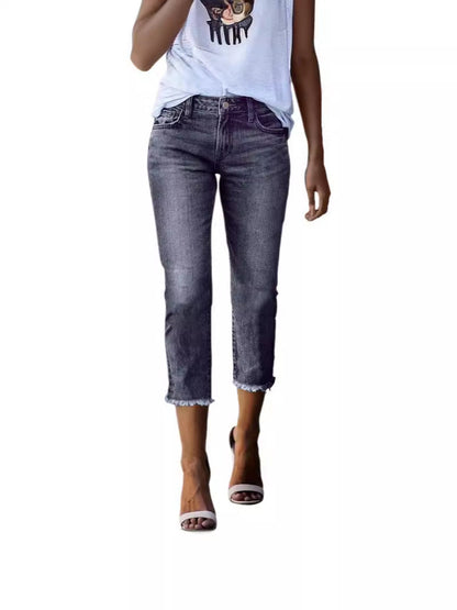 Fashionable Retro Slim Fit Stretch Jeans for Women | High-Waisted Vintage Skinny Denim | Premium Elastic Slimming Blue Jeans | Classic Retro Aesthetic Women's Denim Trousers