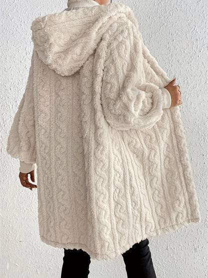 ✨Women's Plush Fleece Soft Midi-Length Jacket with Pockets