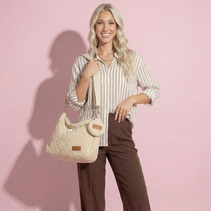 Anna-Kaci Women's Woven Canvas Crossbody Bag - Adjustable Strap 3-in-1 (Shoulder/Handheld) Bag