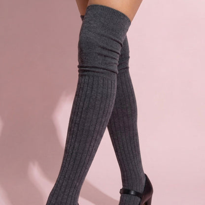 Anna-Kaci Women's Knee High Ribbed Socks Soft Stretch Knit Slouchy Style Comfortable Single Pair Fashion Sock