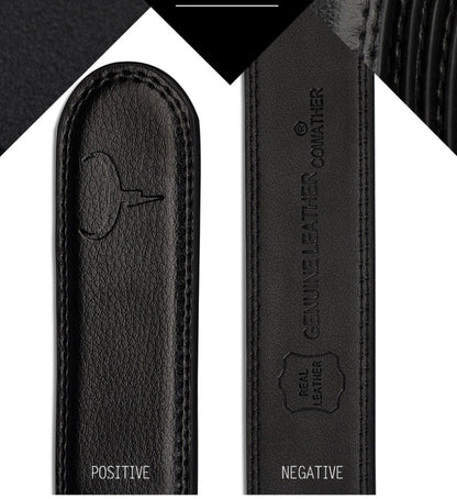 Men’s Two-Layer Cowhide Automatic Buckle Belt | High-Sense Executive Genuine Leather Waistband | Trendy Minimalist Professional Men’s Belt | Luxury-Label Statuesque Men’s Accessory | 2026 High-Fashion Radiant Urban Essential