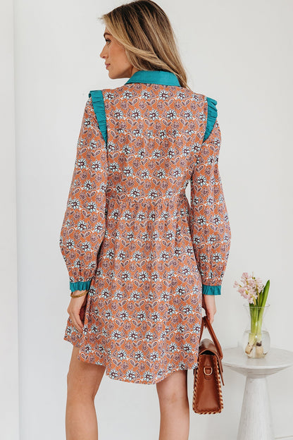 Threaded Pear Alia Floral Contrast Collared Shirt
