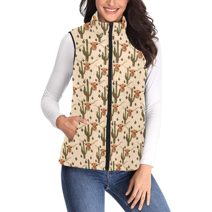 Baha Ranch Longhorn Cactus Women's Western Puffy Vest