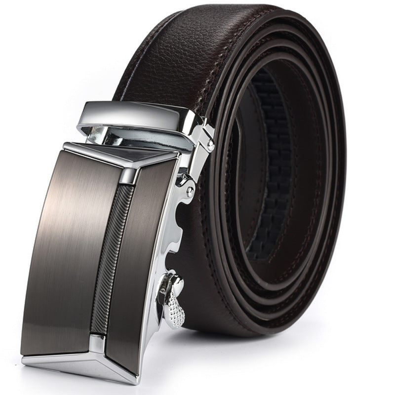 Men's Executive Automatic Ratchet Belt | No-Hole Adjustable Business Belt | Premium Professional Waist Strap with Quick-Release Buckle | Men's Comfort Click Belt
