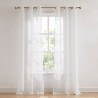 Aileen Textured Raindrop Sheer Window Curtain Panels