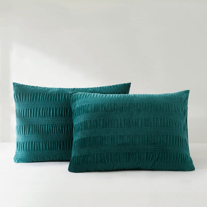 Azalea Ruched Velvet Stripe Comforter Set