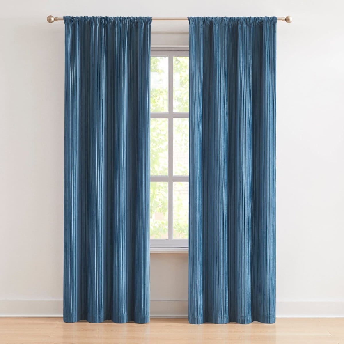 Glam Pleated Velvet Light Filtering Window Curtain Panels