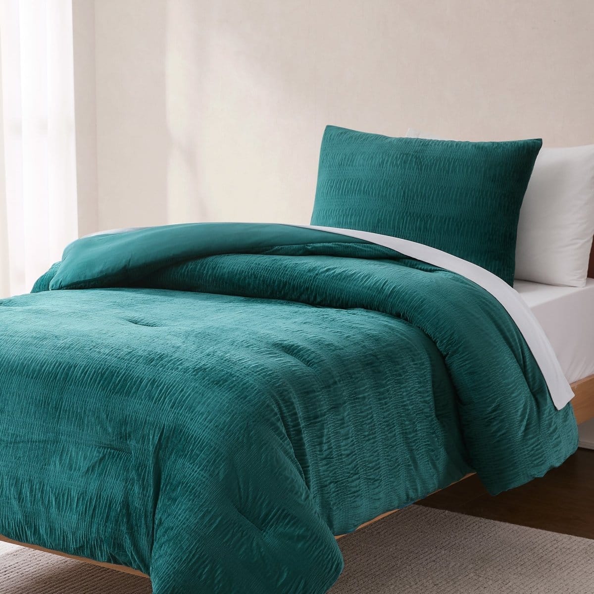 Azalea Ruched Velvet Stripe Comforter Set