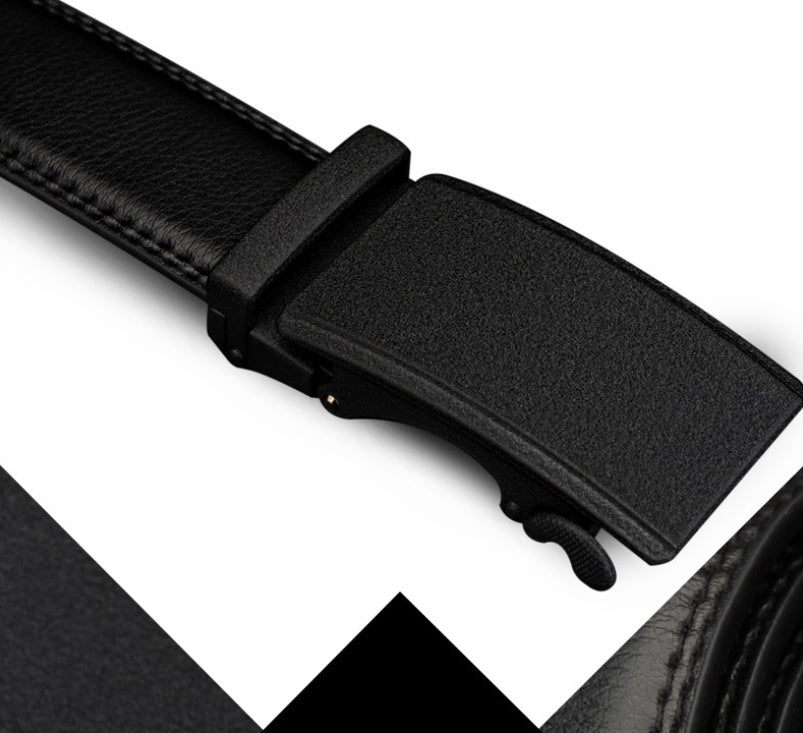 Men’s Two-Layer Cowhide Automatic Buckle Belt | High-Sense Executive Genuine Leather Waistband | Trendy Minimalist Professional Men’s Belt | Luxury-Label Statuesque Men’s Accessory | 2026 High-Fashion Radiant Urban Essential
