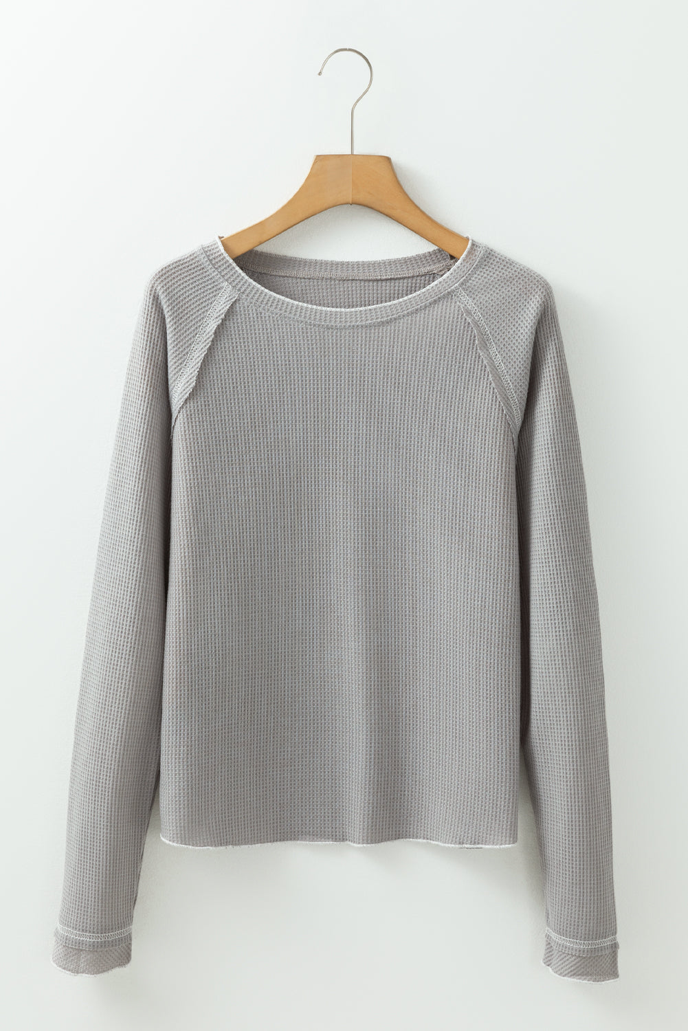 Threaded Pear Daisy Textured Round Neck Long Sleeve Top
