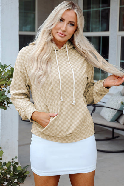 Threaded Pear Harper Print Kangaroo Drawstring Hoodie