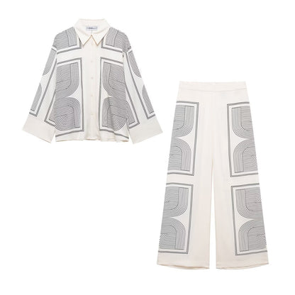 Printed twill shirt and pants set