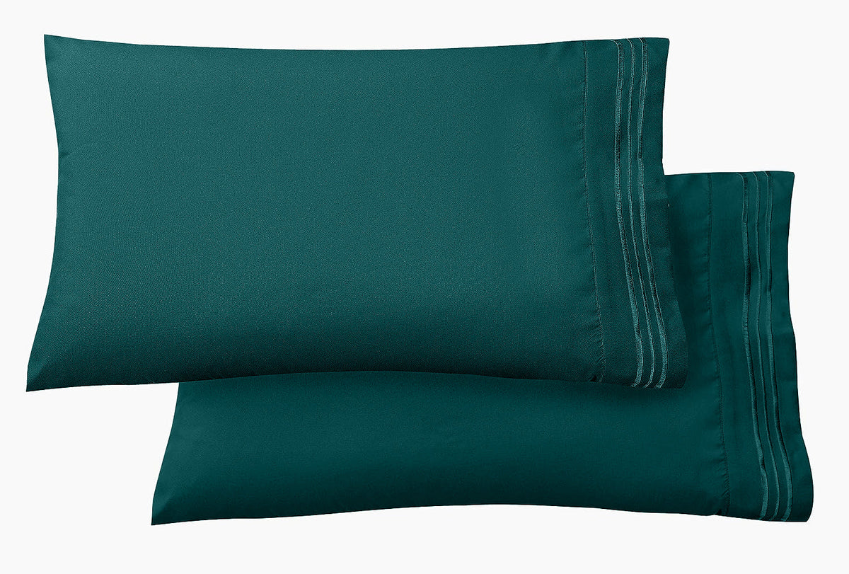 Elegant Comfort Set of 2 Pillowcases- 3 Line Embroidery