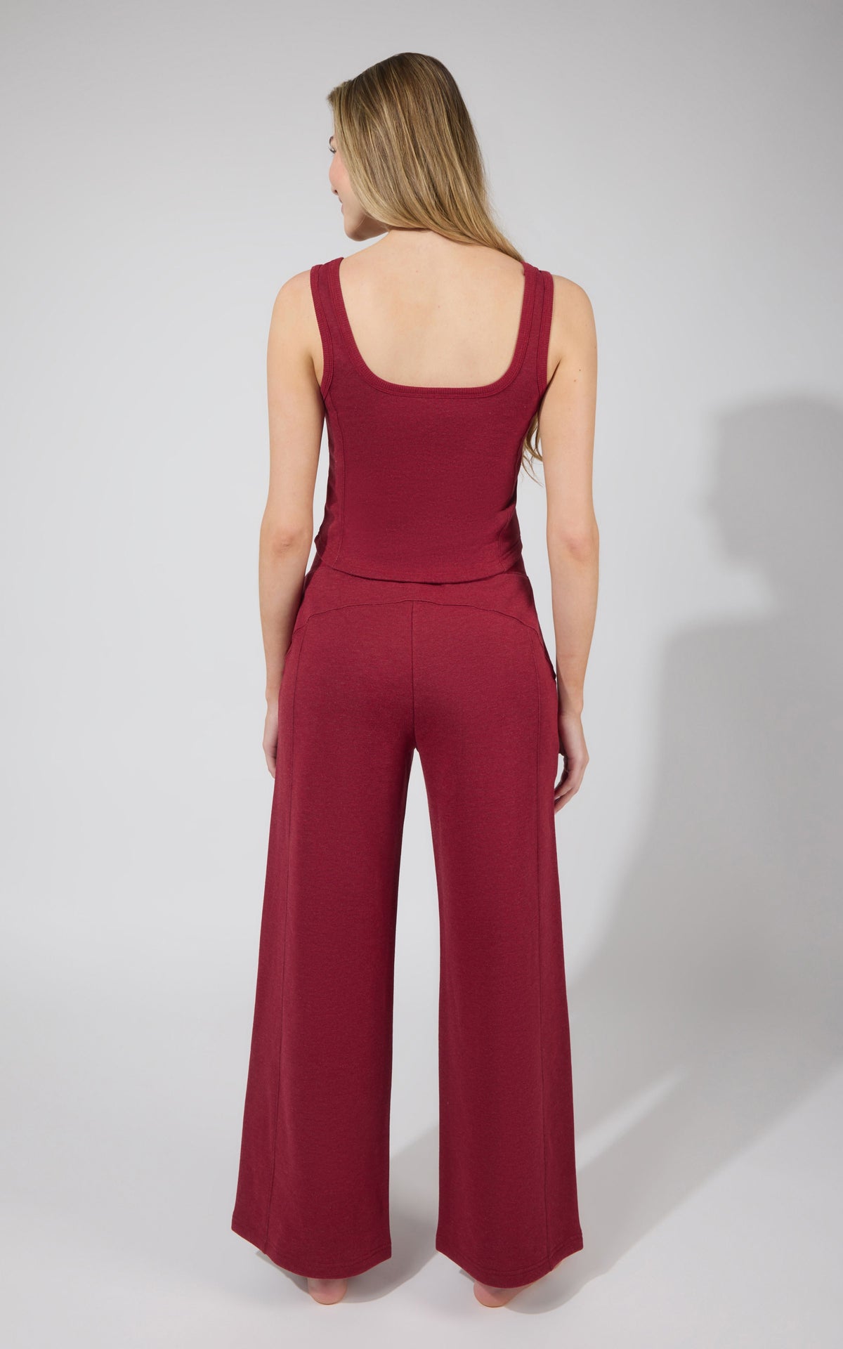 90 Degree by Reflex Terry Corset Tank & Fleece Wide Leg Pant Set