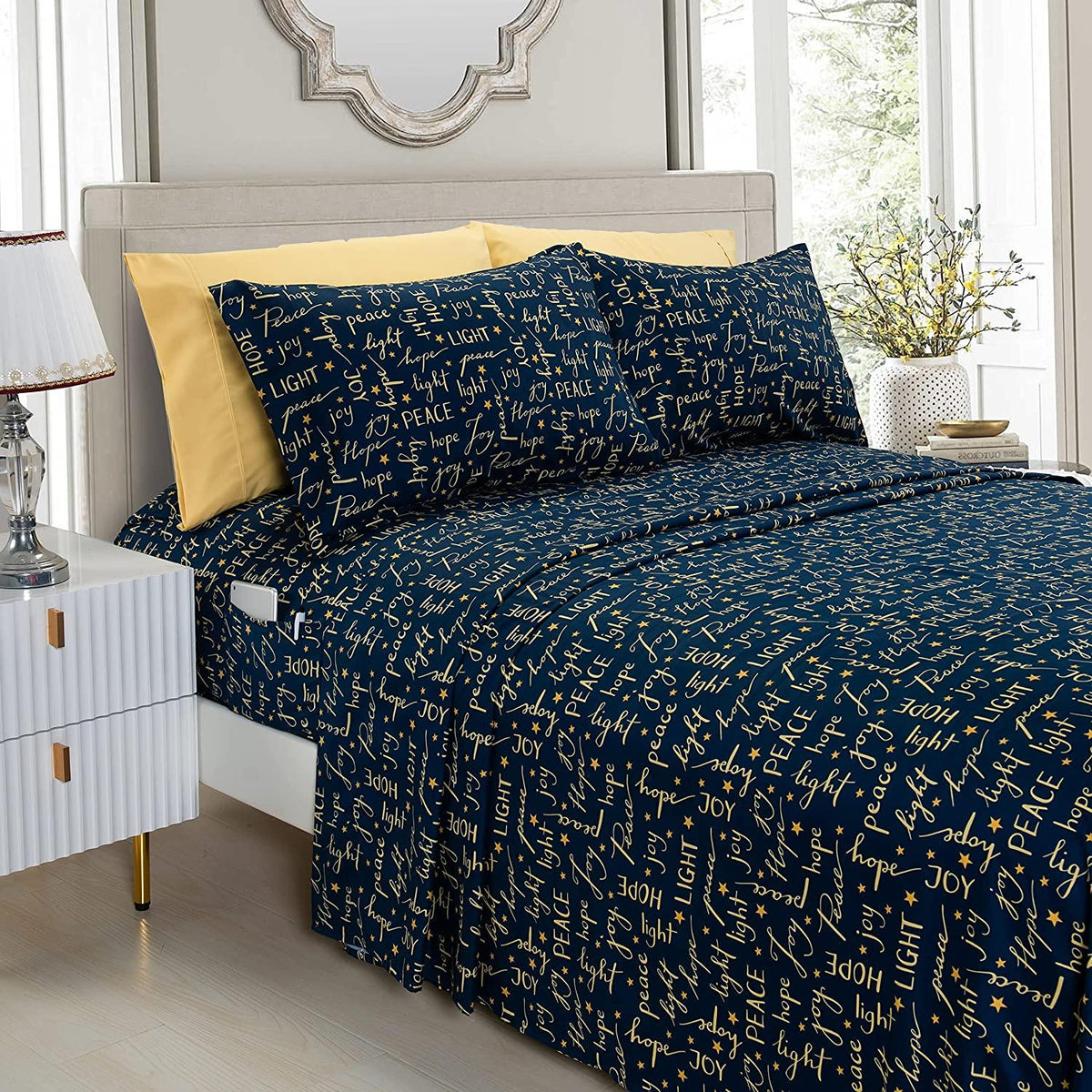 Elegant Comfort 6-Piece Christmas & Holiday Sheet Set - Soft as a Hotel Premium Quality