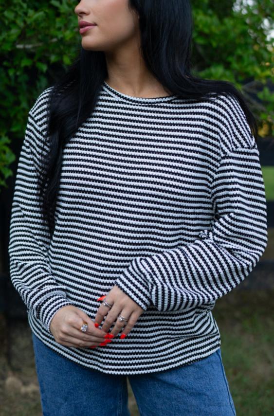 Threaded Pear Elouise Stripe Long Sleeve Top