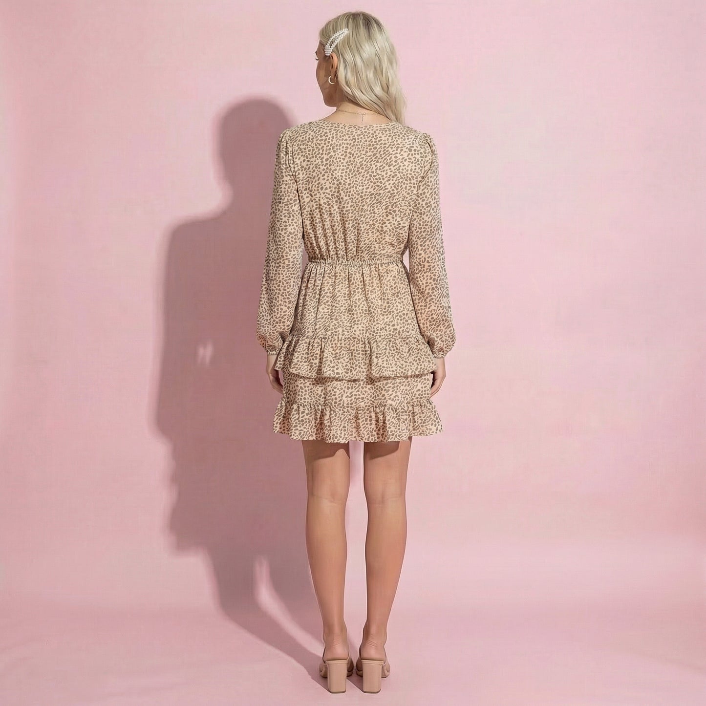 Animal Print Tiered Ruffle Dress