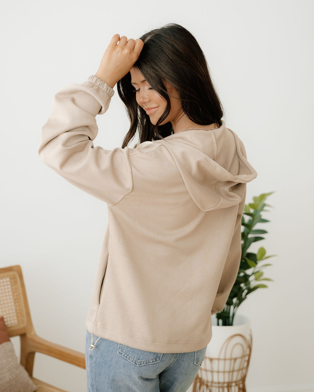 Brielle Bow Embroidered Zip Up Hoodie