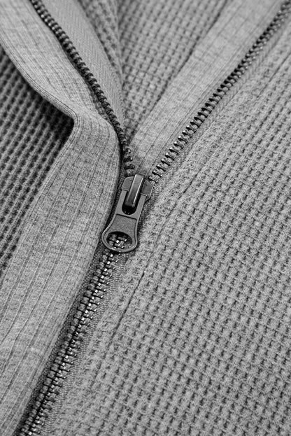Threaded Pear Kayla Waffle Zip Up Hooded Jacket