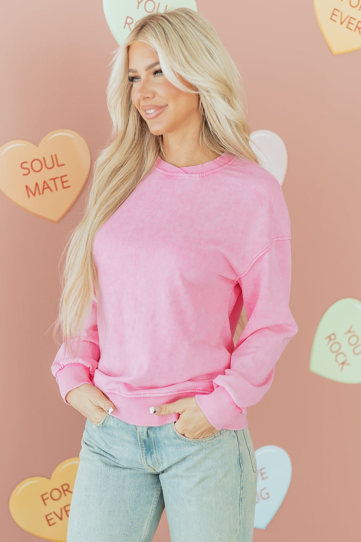 Threaded Pear Brinley Drop Shoulder Loose Sweatshirt