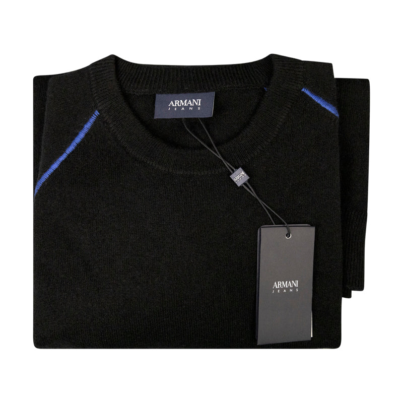 Armani Jeans Wool Cashmere Men's Black Jumper 6Y6MD2 - Small