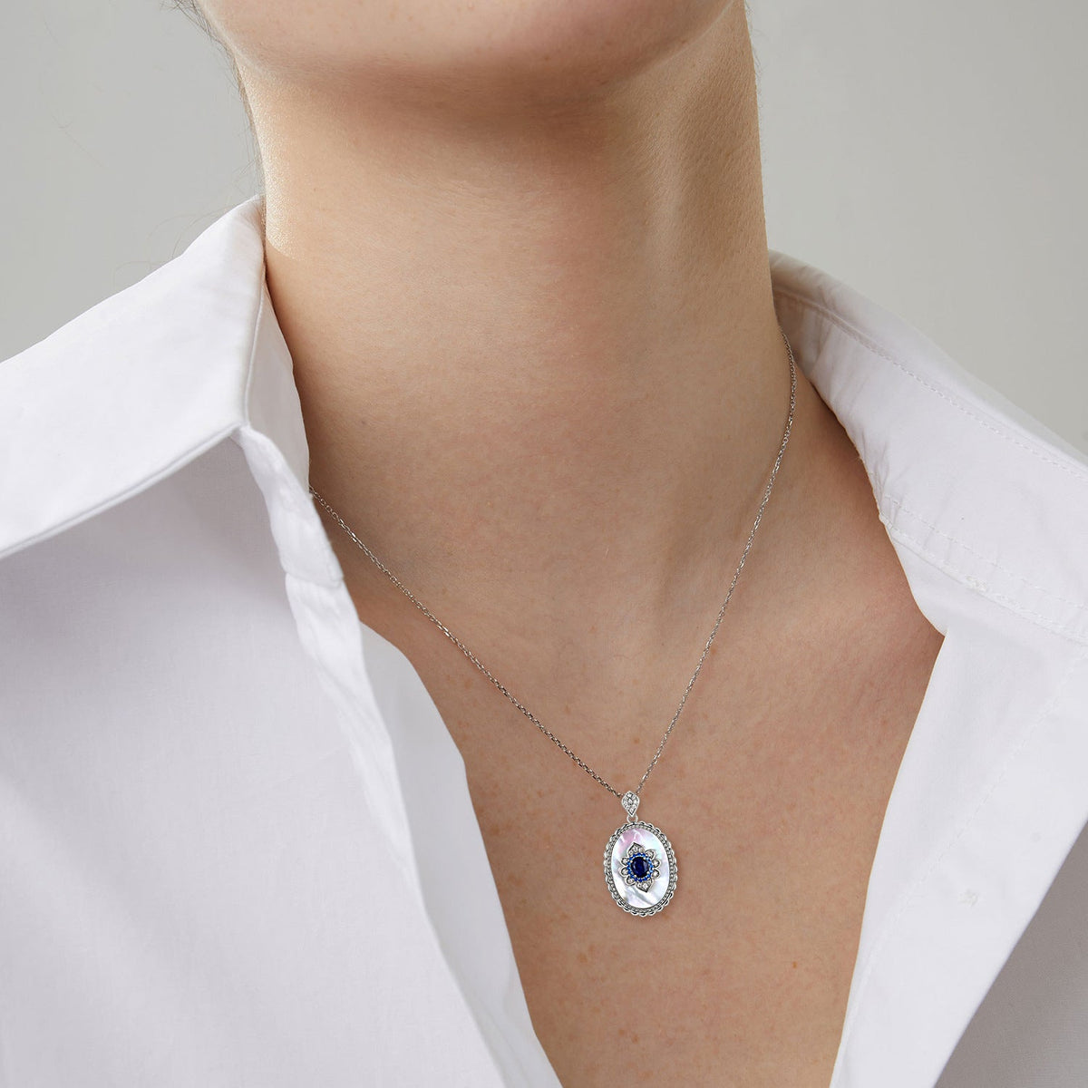 Sapphire Diamond Pendant Necklace | S925 Sterling Silver Luxury Charm | High-Sense Wedding & Party Jewelry | Trendy Minimalist Radiant Gemstone Necklace | Luxury-Label Statuesque 2026 High-Fashion Emerald-Luxe Essential