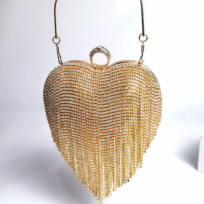 Women’s Tassel Inlaid Diamond Handbag | Luxury Rhinestone Evening Clutch | Sparkling Crystal Party Purse with Tassel | Elegant Diamond-Encrusted Formal Bag | 2026 Trendy Wedding & Gala Handbag