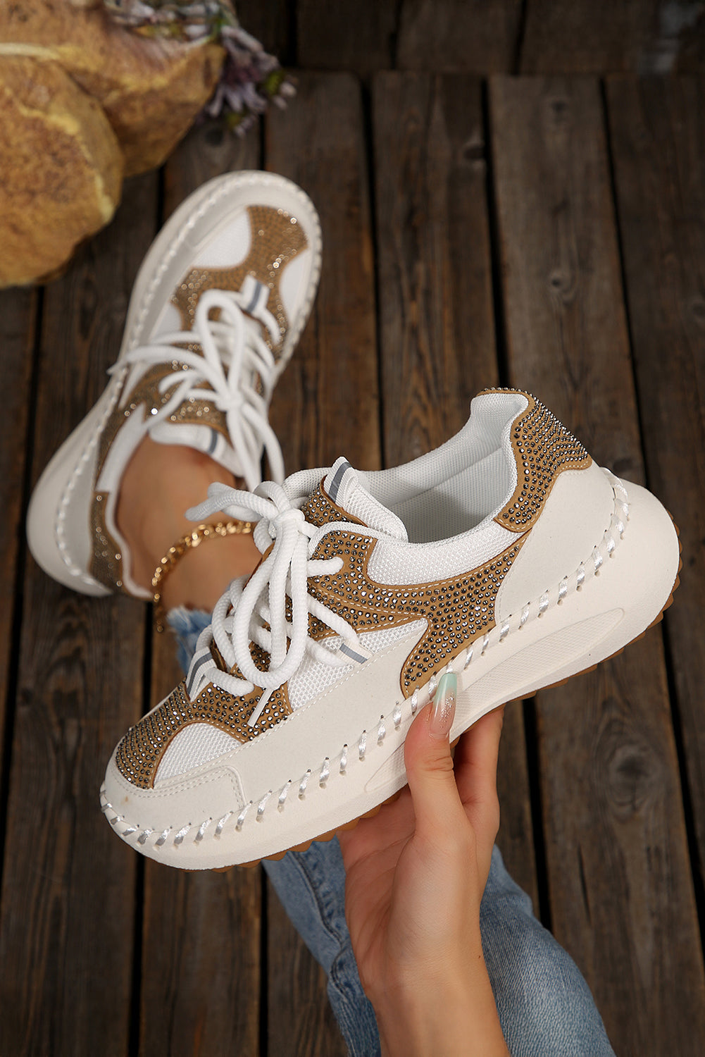 Threaded Pear Abigail Lace Up Breathable Sneakers