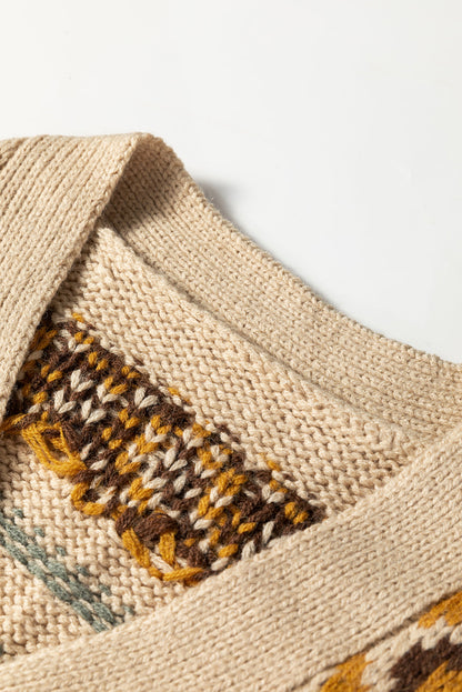 Threaded Pear Hana Pattern Knitted Cardigan Sweater