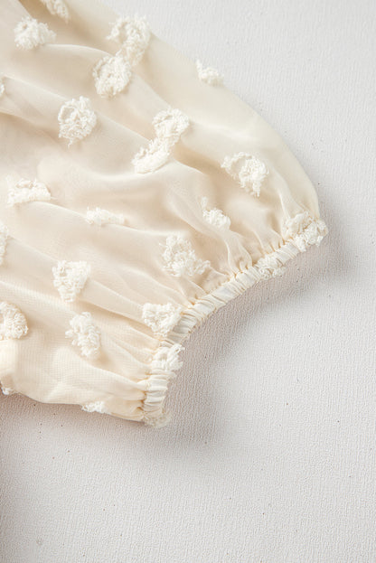 Threaded Pear Violet Puff Sleeve Textured Blouse