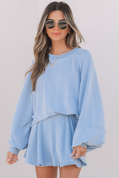 Threaded Pear Scarlett Corded Lantern Sleeve Top