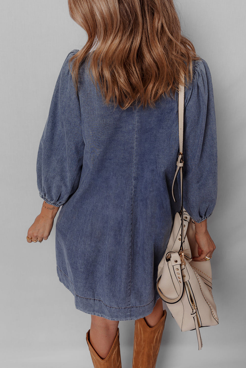 Threaded Pear Autumn Tied Pleated Mini Dress