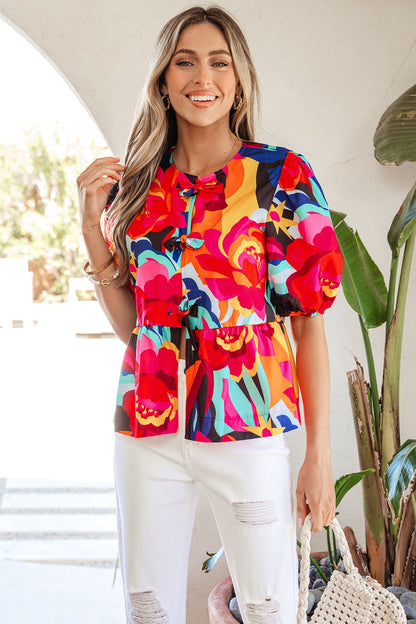 Threaded Pear Kylee Puff Sleeve Babydoll Blouse