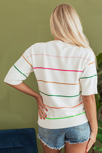 Threaded Pear Joanna Striped Drop Shoulder Sweater