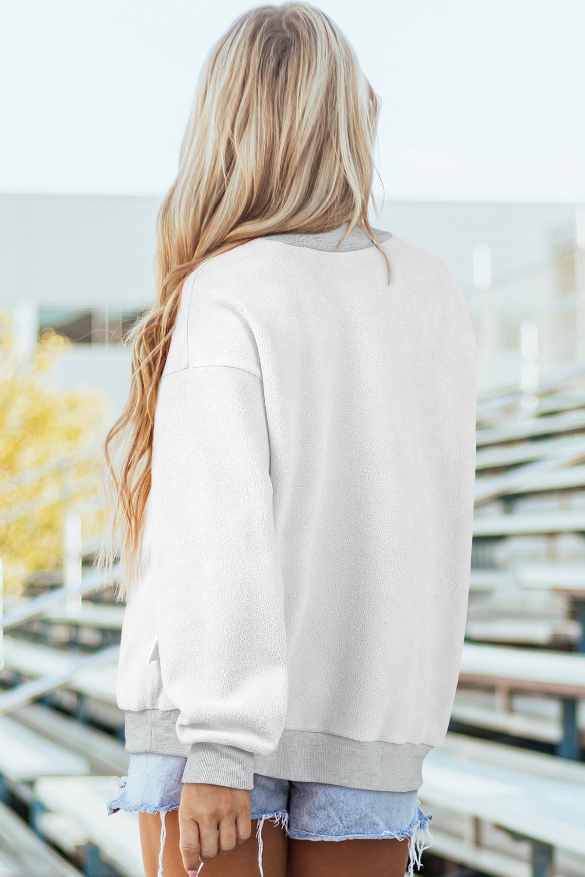 Threaded Pear Abigail Shoulder Reversible Mock Sweatshirt