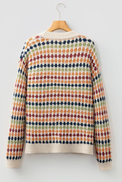 Threaded Pear Seraxie Pattern Knit Front Sweater