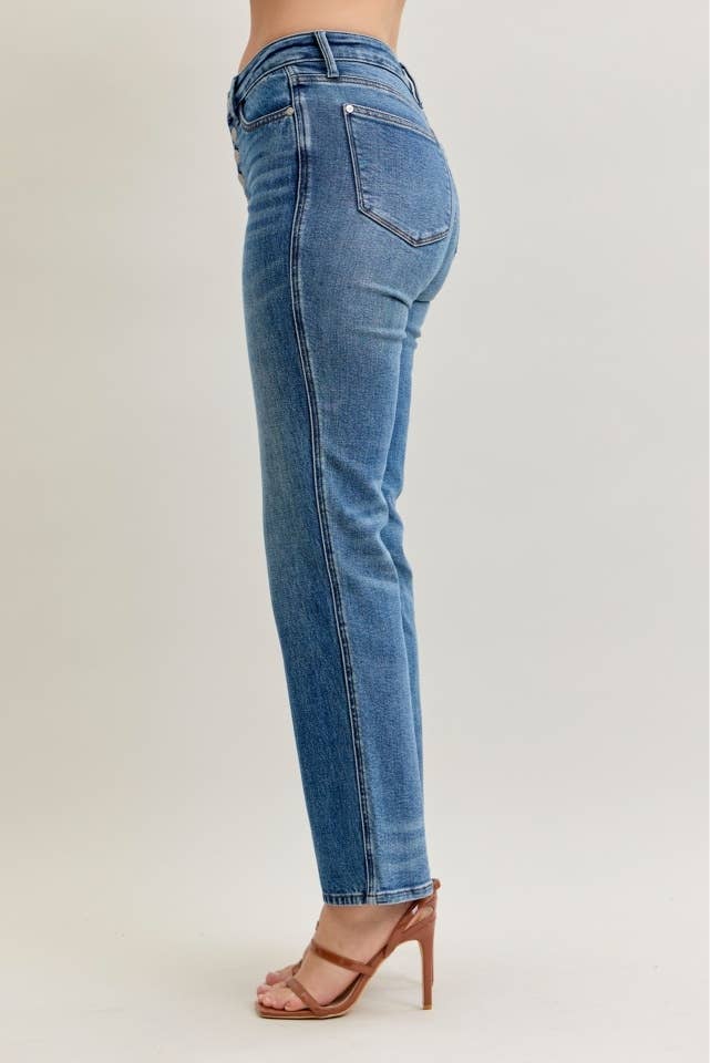 Drew - Mid Rise Slim Straight Rigid Magic Button-Fly Jeans
