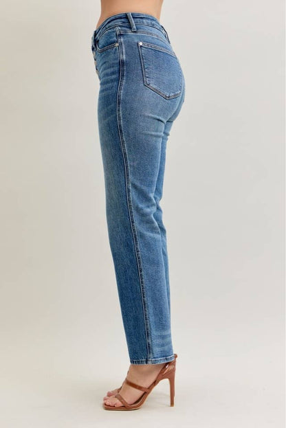 Drew - Mid Rise Slim Straight Rigid Magic Button-Fly Jeans