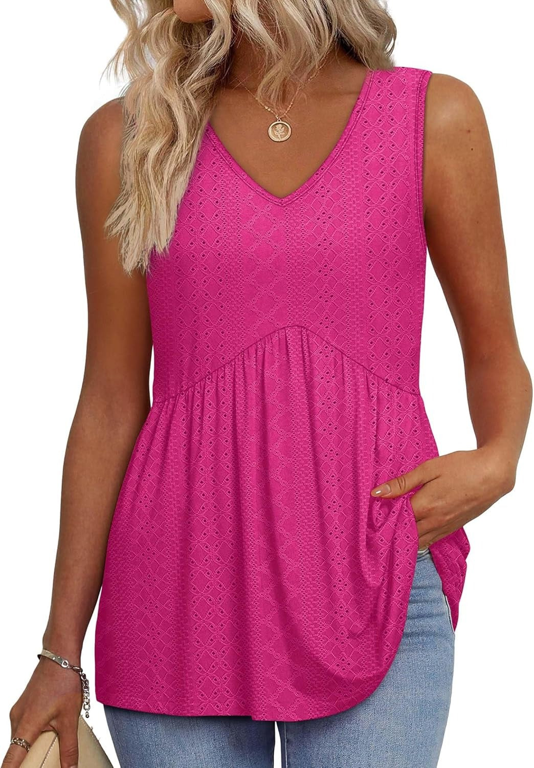 Hot Sale-Women Solid Sleeveless V Neck Tank Top