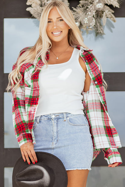 Threaded Pear Dream Plaid Casual Flannel Shacket