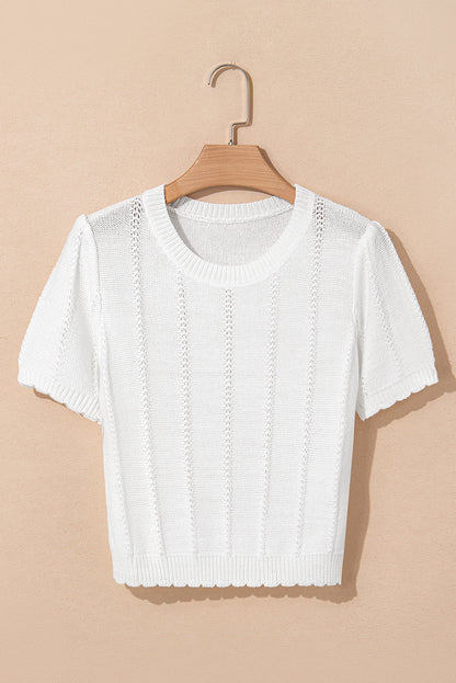 Threaded Pear Lavender Puff Sleeve Crewneck Sweater
