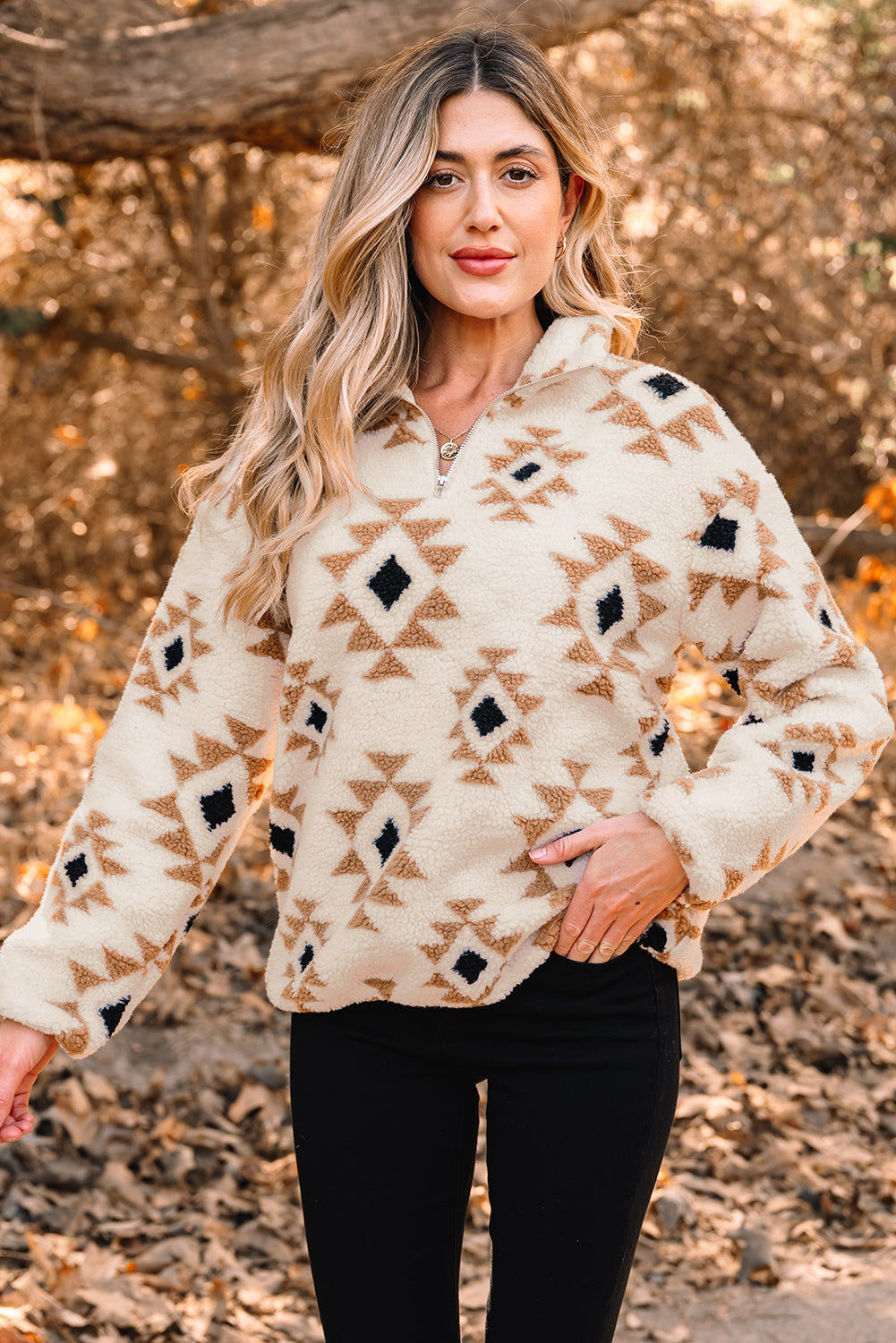 Threaded Pear Elizy Quarter Zip Collar Sweatshirt