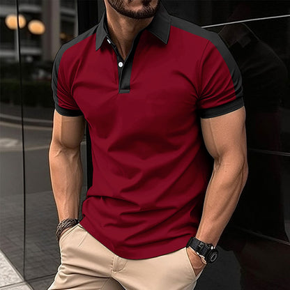 Men's Short Sleeve Business Casual Polo Shirt | Summer Lightweight Cotton Blend Dress Shirt | Premium Solid Color Semi-Formal Polo for Men