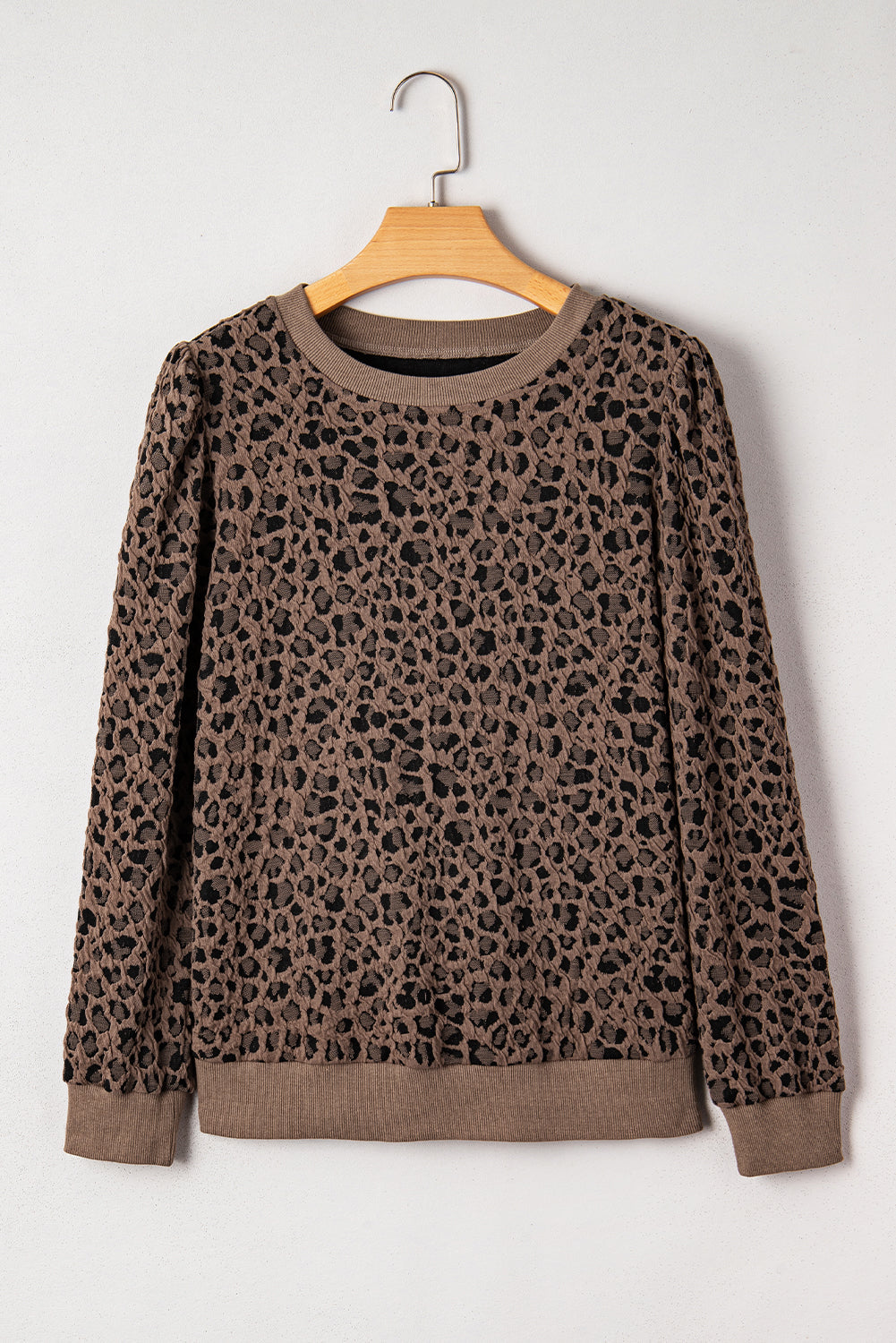 Threaded Pear Annie Ribbed Trim Leopard Top